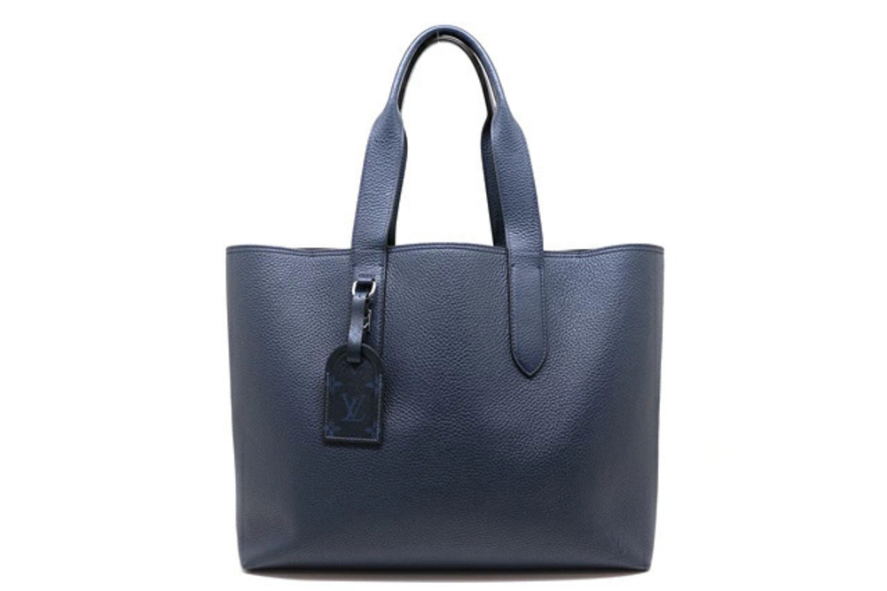 LOUIS VUITTON Bag Cabas Voyage Tote Taurillon Leather Navy Blue